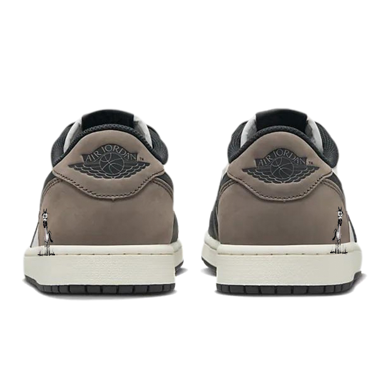 Jordan Air Jordan 1 Cushioning Slip Resistant Low top Vintage Basketball Shoes Men’s Black White Brown