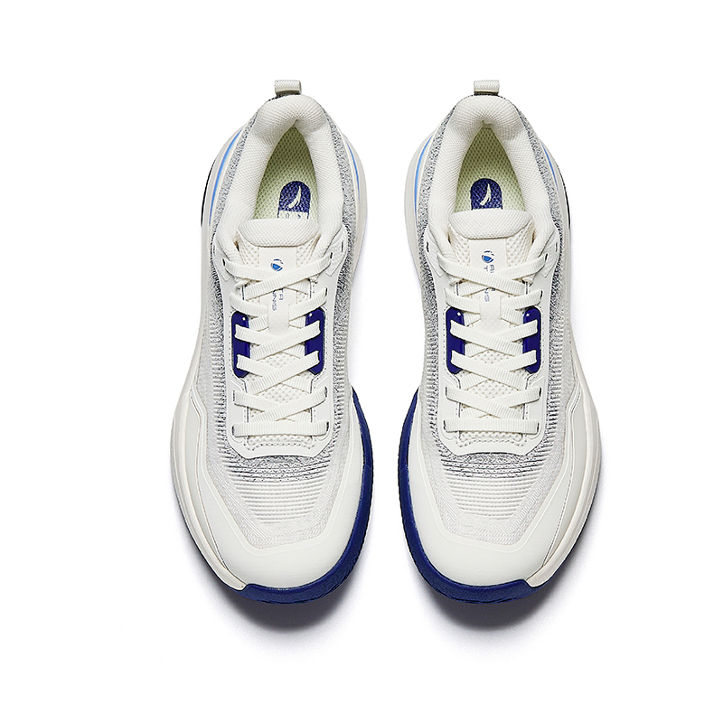 CHAOJIANTA Slip Resistant Abrasion Resistant Low top Tennis Shoes Women’s Ivory White Signal Blue