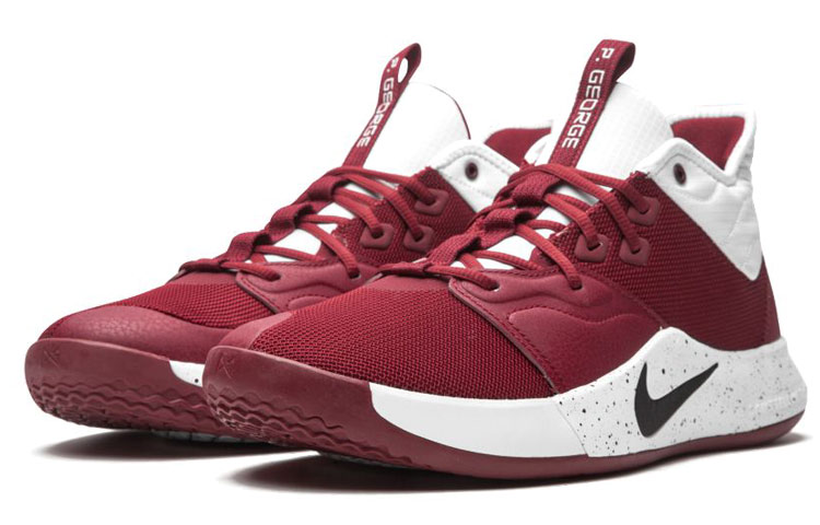 Мужские кроссовки Nike PG 3 TB (бордовые) — 白/酒红/黑 — фото 2