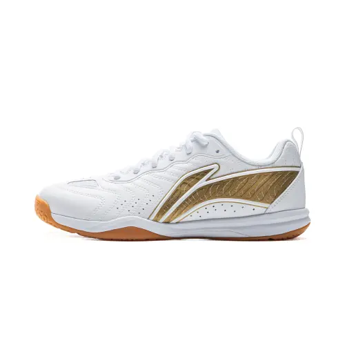 Li Ning Training Scenario Low top Table Tennis Shoes Unisex White Gold