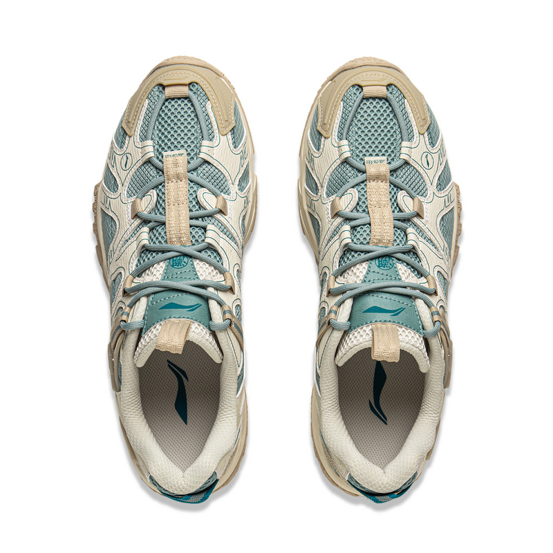 Li Ning Outdoor CF Tracing Cushioning, Wear Resistant Low top Hiking Shoes Unisex Green White