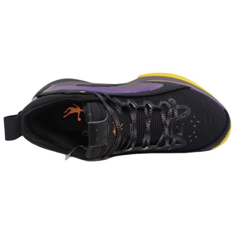 QIAODAN Cushioning Slip Resistant Abrasion Resistant Mid top Basketball Shoes Men’s Black Orange