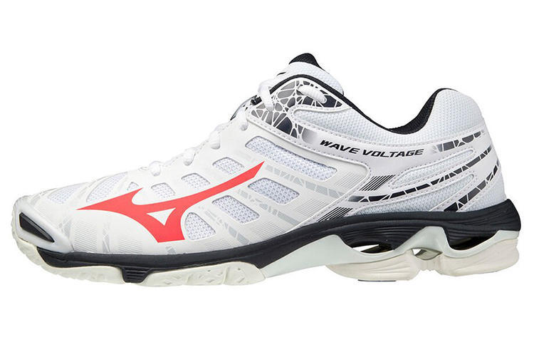 Mizuno Wave Voltage wear-resistant and non-slip low-top sports volleyball shoes black and white red