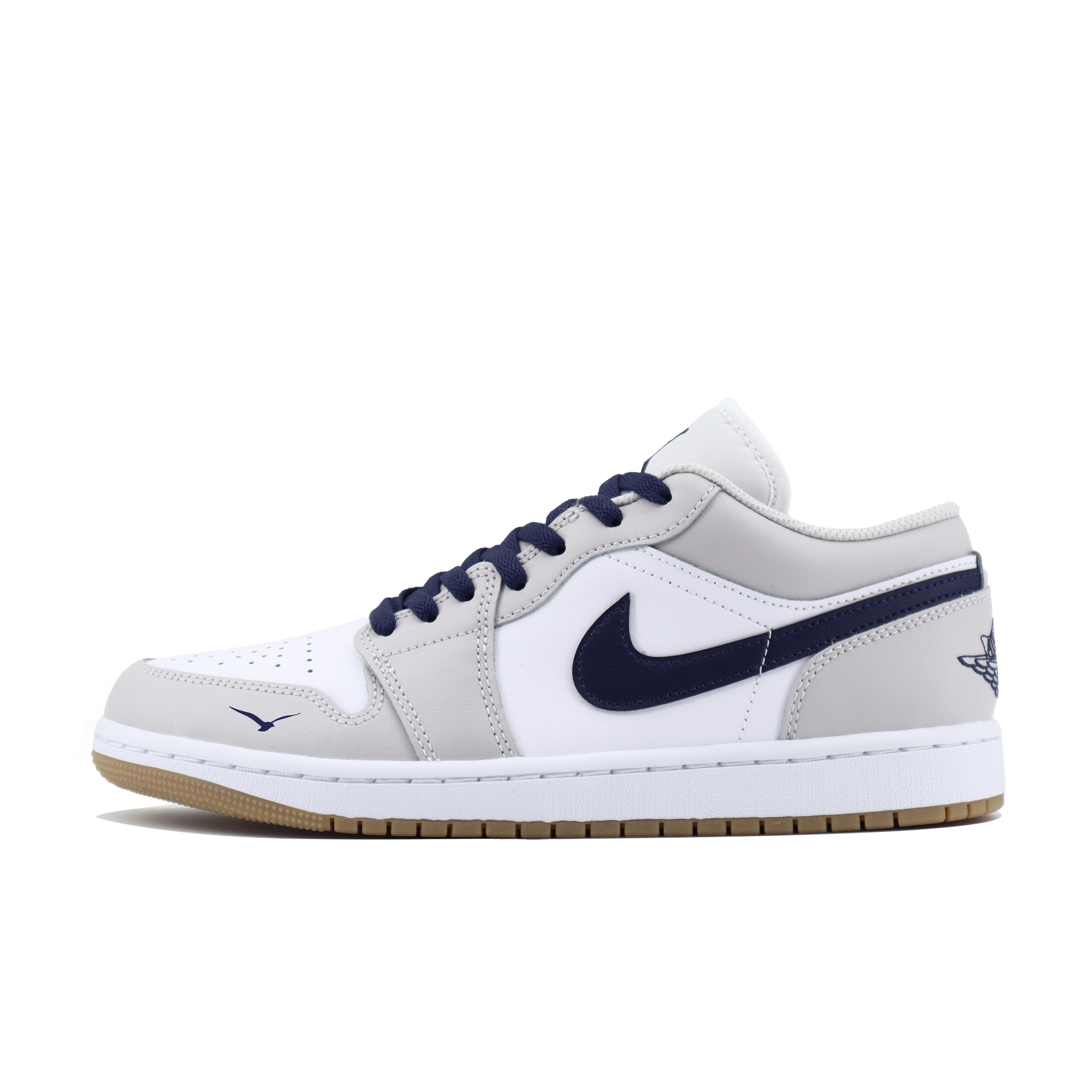 Jordan Air Jordan 1 Cushioning Slip Resistant Low top Vintage Basketball Shoes Unisex Gray White