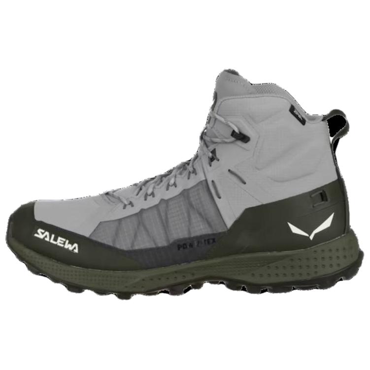 SALEWA PEDROC PRO POWERTEX Comfortable Cushioning Slip Resistant Mid top Hiking Shoes Men's Gray Green