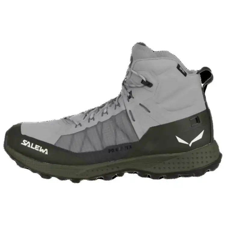 SALEWA PEDROC PRO POWERTEX Comfortable Cushioning Slip Resistant Mid top Hiking Shoes Men's Gray Green