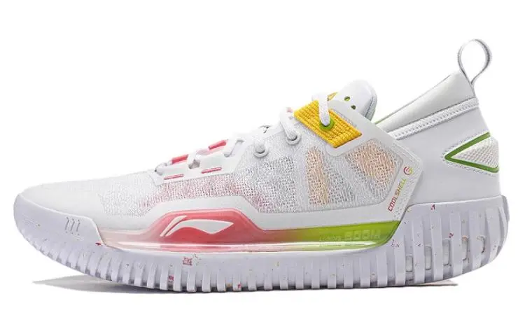 Li Ning BadFive 3 Low Cushioning Abrasion Resistant Lightweight Low top Basketball Shoes Unisex White Red Yellow