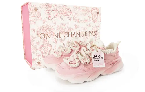 Anta Cat Paw Cushioning Slip Resistant Abrasion Resistant Low top Chunky Sneakers Women's Beige Pink