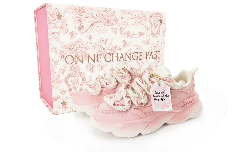 Anta Cat Paw Cushioning Slip Resistant Abrasion Resistant Low top Chunky Sneakers Women's Beige Pink