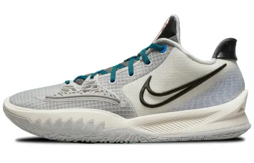 Nike Kyrie Low 4 Kyrie Irving round-toe lace-up fabric TPU shock-absorbing, non-slip, wear-resistant, wrapping support, low-top practical basketball shoes, men's style, wolf gray