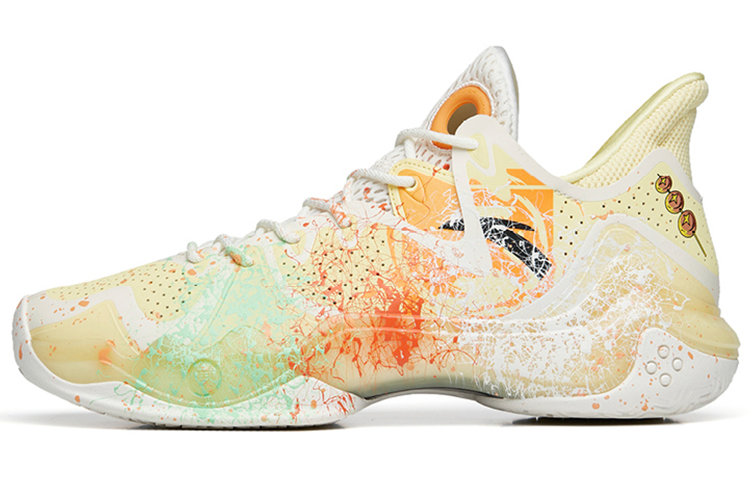 Anta Shock Wave 4 Abrasion Resistant Slip Resistant Low top Performance Basketball Shoes Men's White Multicolor