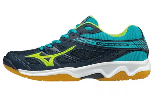 Mizuno Textile, Synthetic Leather Slip Resistant, Abrasion Resistant, Breathable Low top Training Shoes Unisex Blue