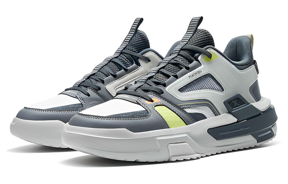 XTEP Takeover Cushioning Slip Resistant Abrasion Resistant Low top Performance Basketball Shoes Men’s Gray White