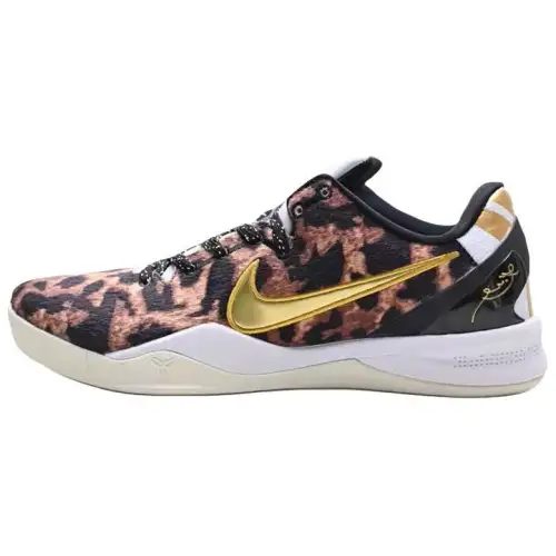 Nike Kobe 8 Protro Leopard PE Sports Round Toe Lace Shock Absorbing Anti-Slip Rebound Low-top Basketball Shoes Men's Brown Black Yellow