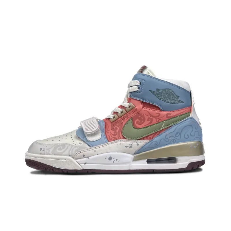 Jordan Legacy 312 Slip Resistant Abrasion Resistant High top Vintage Basketball Shoes Men's Coral