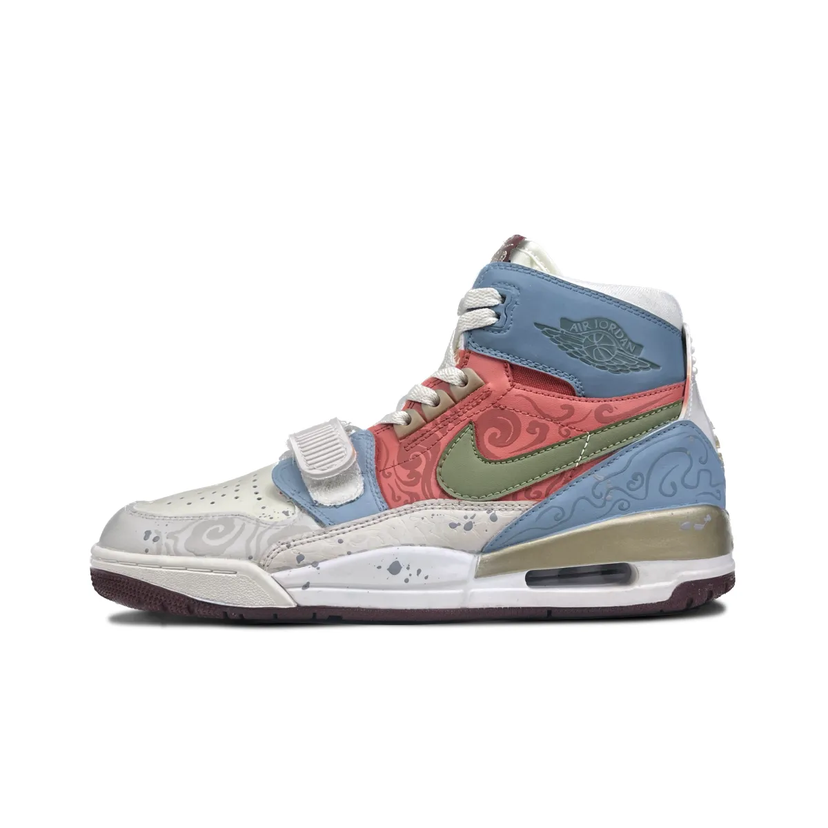 Jordan Legacy 312 Slip Resistant Abrasion Resistant High top Vintage Basketball Shoes Men's Coral