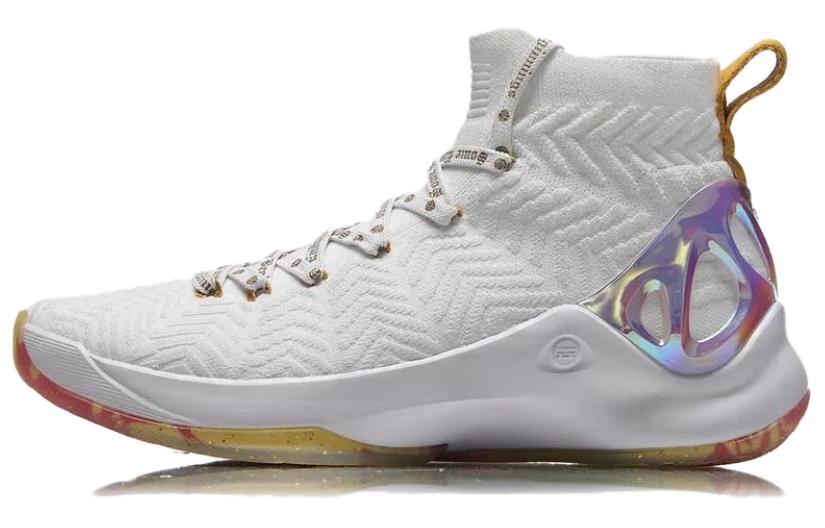 Li Ning CF Tracing The Heart Of Supo Non slip Lightweight High top Vintage Basketball Shoes Men’s White