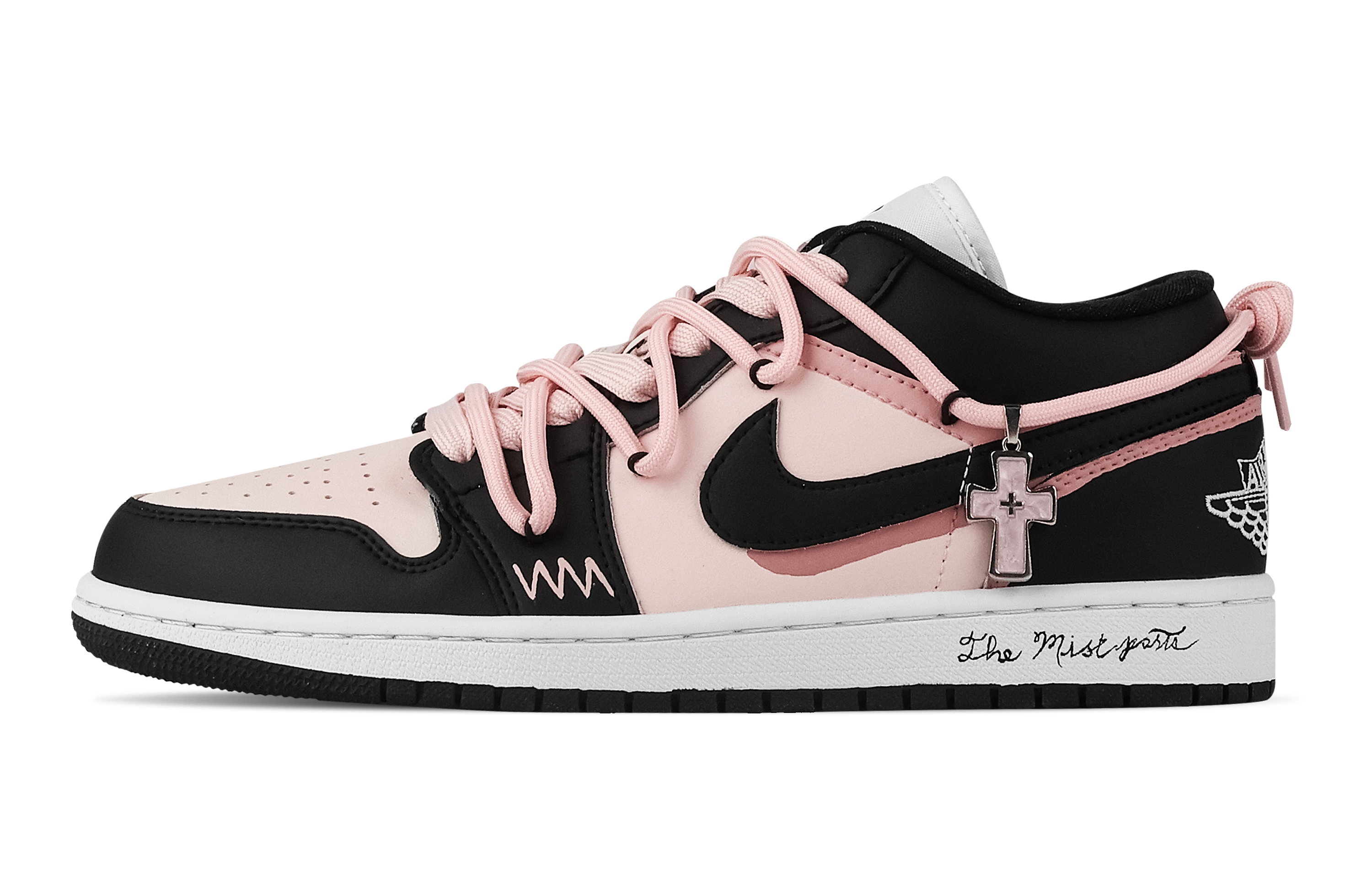 Jordan Air Jordan 1 Berry Pink Present Low top Vintage Basketball Shoes Unisex Black Pink