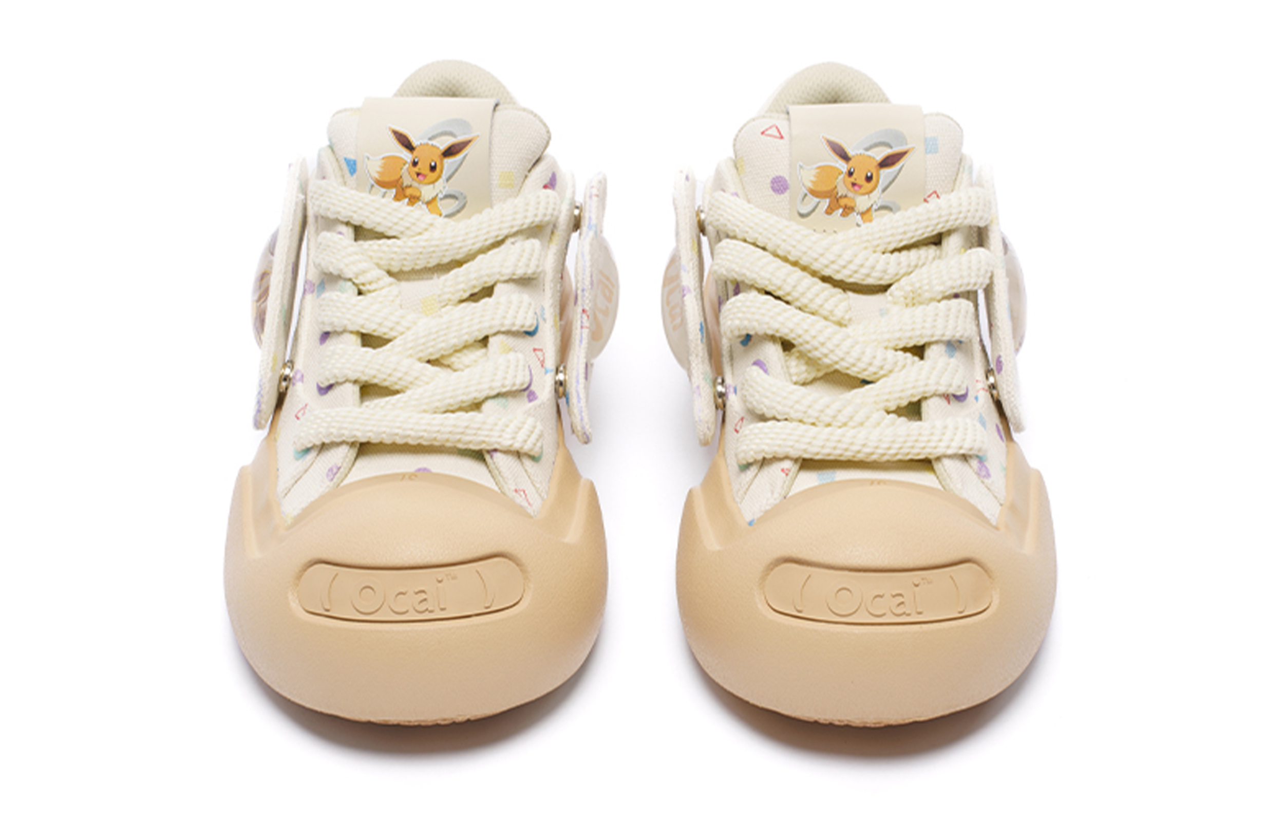 Pokemon x Ocai Low top Smile Open Ended Smiling Unisex Eevee Canvas Shoes