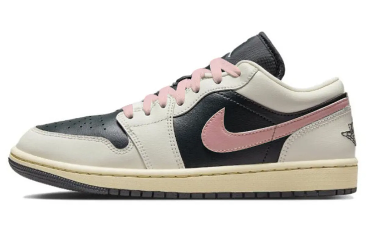 Jordan Air Jordan 1 Slip Resistant Low top Vintage Basketball Shoes Women's Black Pink