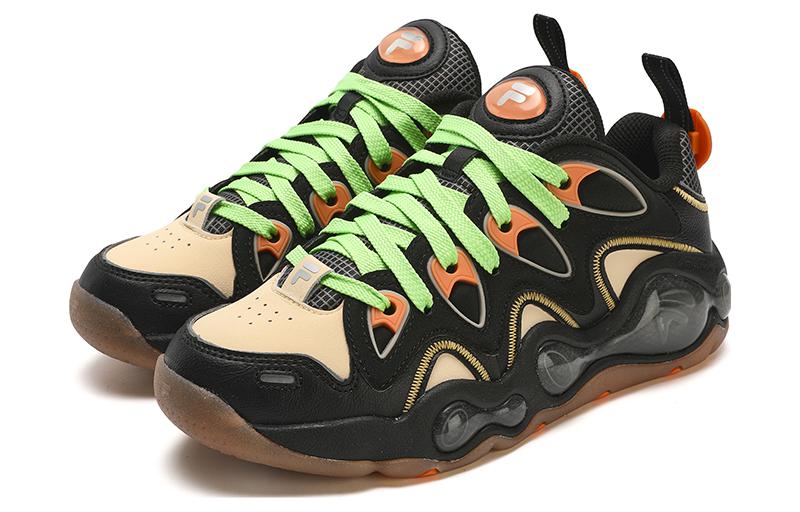 FILA FUSION VERTICAL Abrasion Resistant Breathable Low top Vintage Basketball Shoes Women’s Black Yellow
