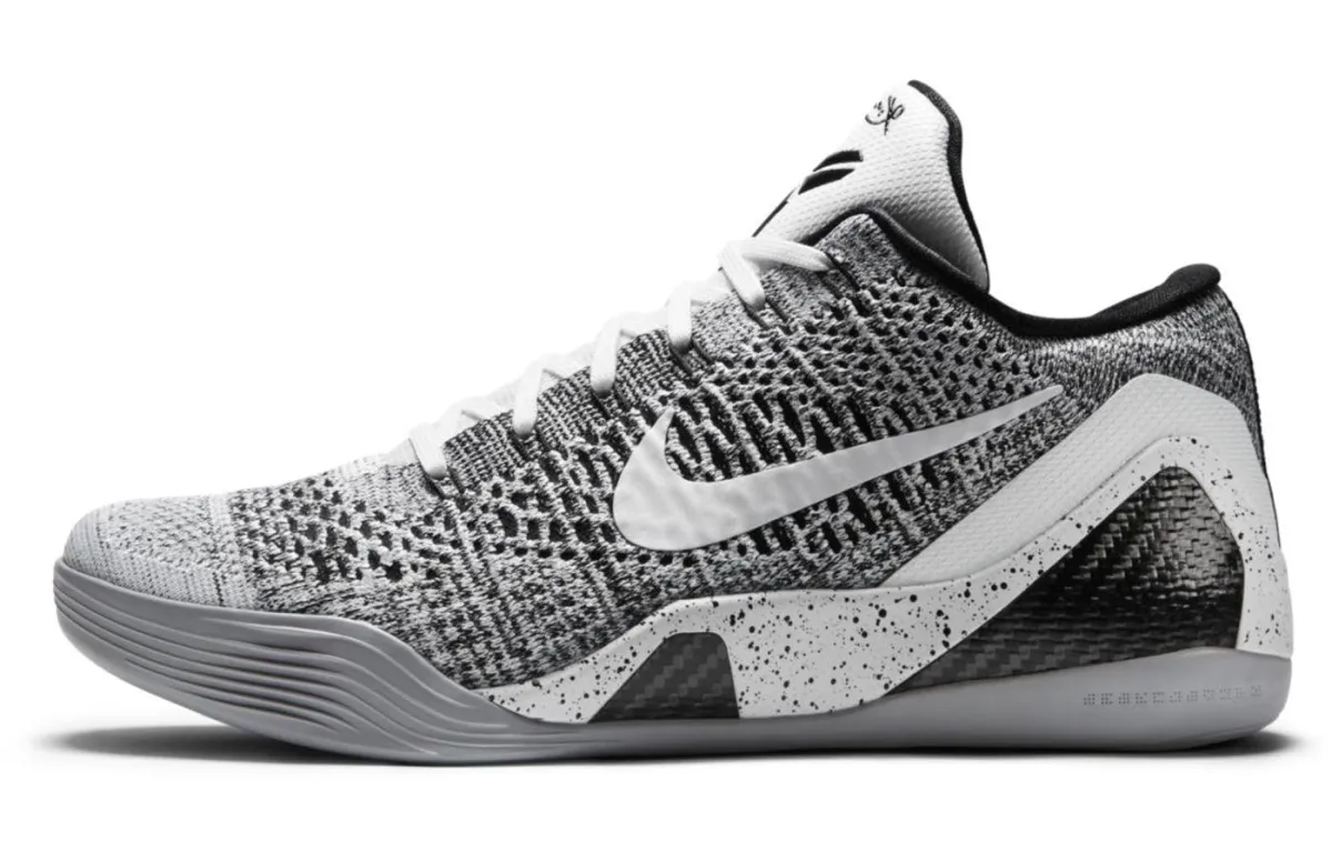 Nike Kobe 9 Elite Low Beethoven Kobe 9 Low top Basketball Shoes Men's White Black Wolf Gray
