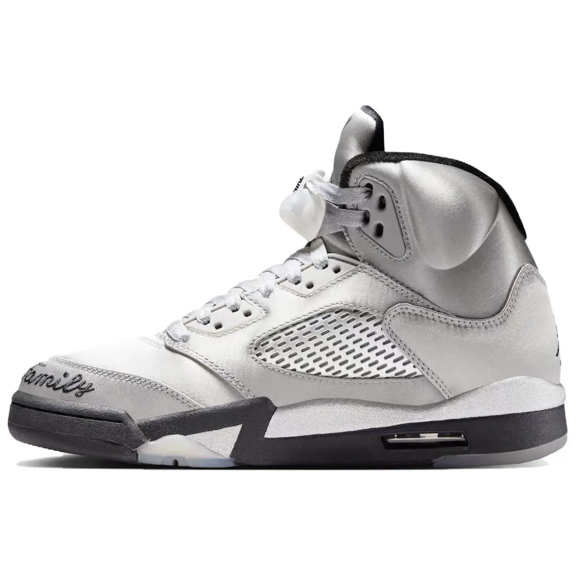 Jordan Air Jordan 5 Slip Resistant Abrasion Resistant High top Vintage Basketball Shoes Women's Gray Black