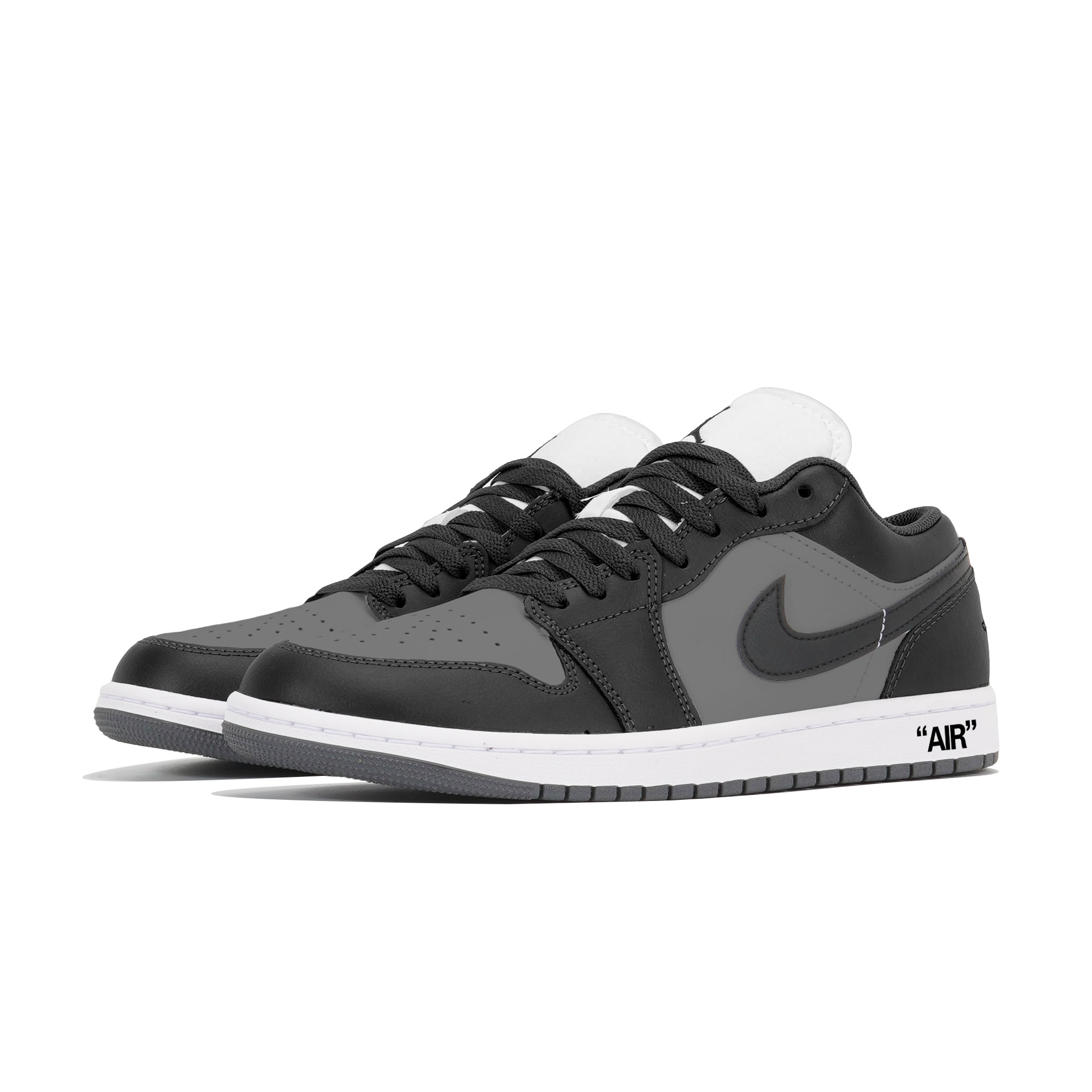 Jordan Air Jordan 1 Slip Resistant Abrasion Resistant Low top Vintage Basketball Shoes Unisex Black Gray