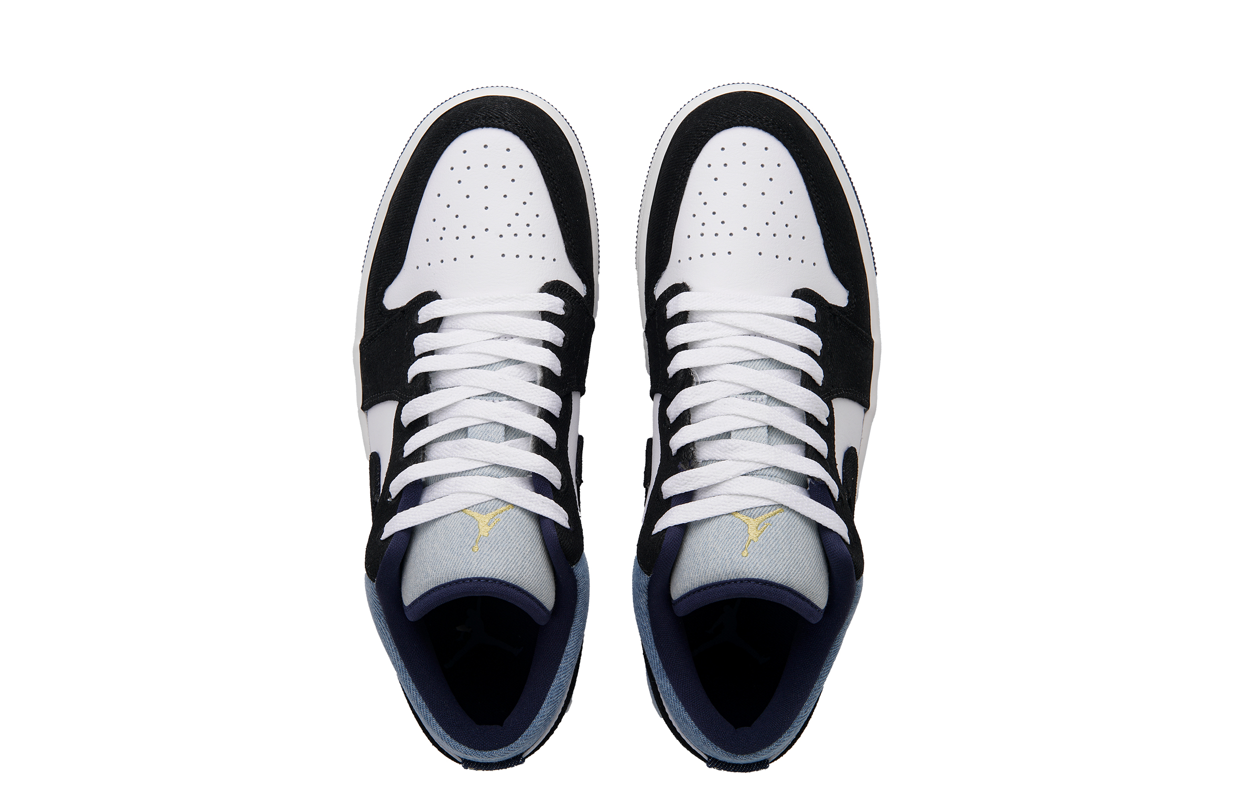 Jordan Air Jordan 1 Black Denim Low top Vintage Basketball Shoes Men’s Black White Blue