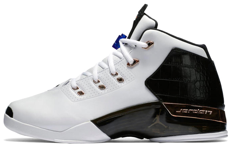 Jordan Air Jordan 17 Retro Copper leather comfortable non-slip wear-resistant mid-top retro basketball shoes men's black and white 2016