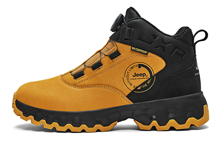 Jeep Mountaineering Hiking High top Outdoor Shoes Unisex Black Yellow