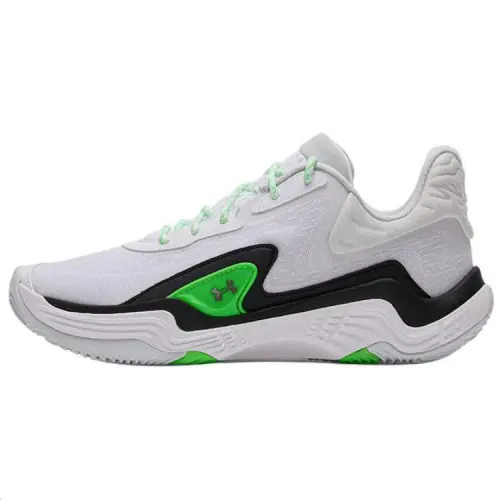 Under Armour Slip Resistant Abrasion Resistant Mid top Basketball Shoes Unisex White Black Green