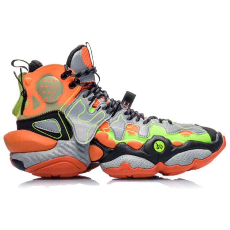 Li Ning Non slip Lightweight High top Vintage Basketball Shoes Men’s Fluorescent Glaze Orange Box Included