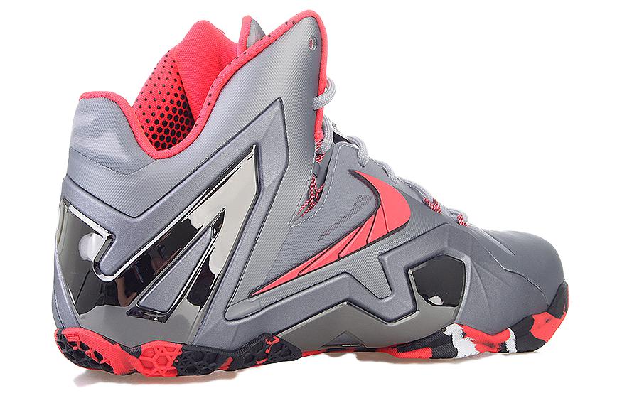 Мужские кроссовки Nike Lebron 11 Elite Team (серо-розовые) — фото 3
