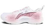Li Ning Flying Eagle Abrasion Resistant Breathable Low top Badminton Shoes Unisex White Pink
