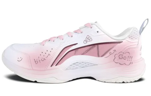 Li Ning Flying Eagle Abrasion Resistant Breathable Low top Badminton Shoes Unisex White Pink