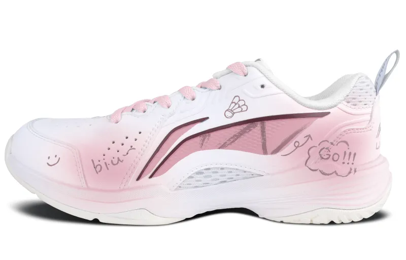Li Ning Flying Eagle Abrasion Resistant Breathable Low top Badminton Shoes Unisex White Pink