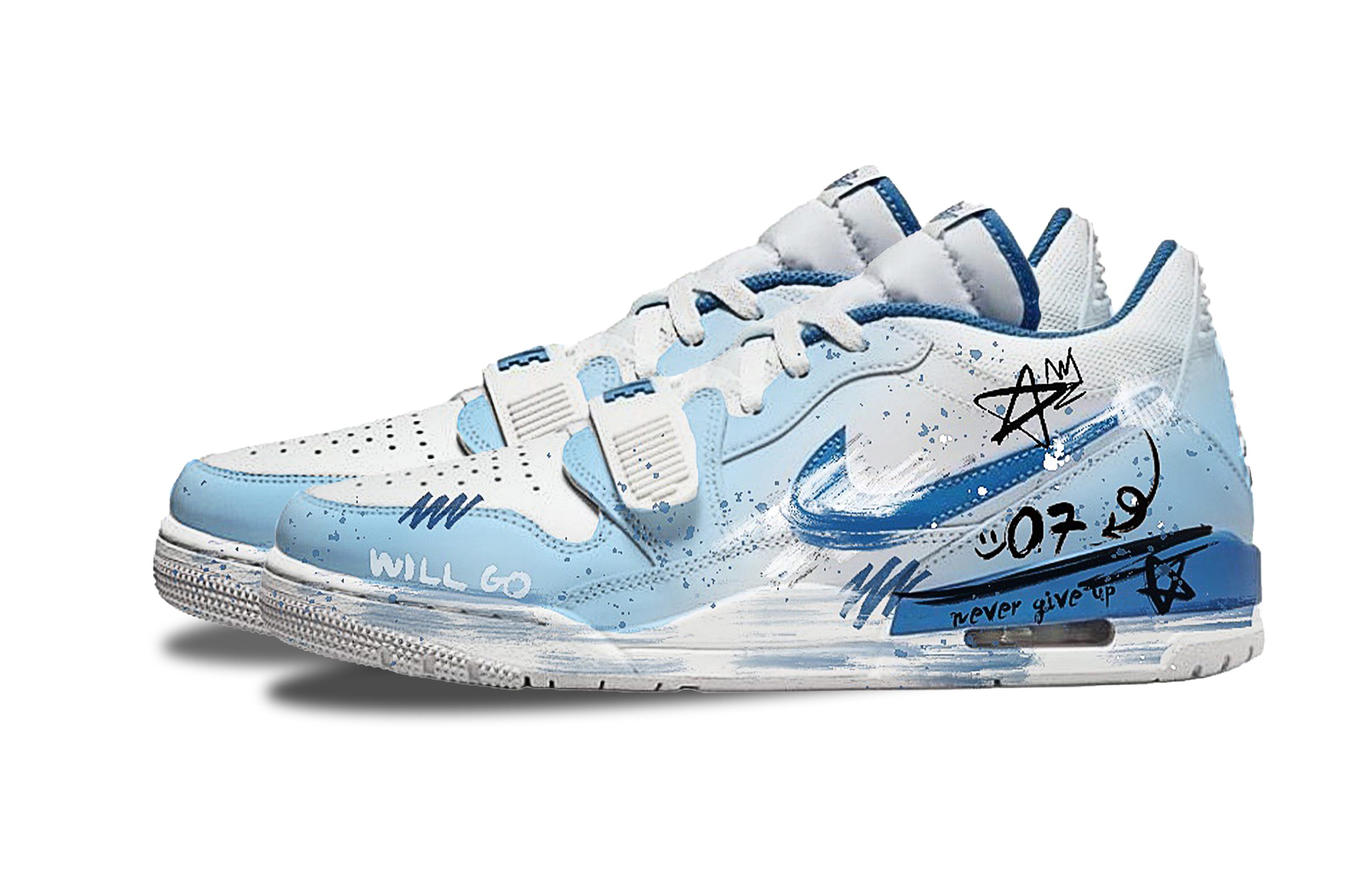 Jordan Legacy 312 Hand Drawn Graffiti Slip Resistant Abrasion Resistant Low top Vintage Basketball Shoes Men’s