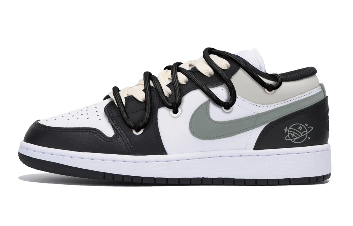 Jordan Air Jordan 1 Abrasion Resistant Low top Vintage Basketball Shoes Men's Black Gray