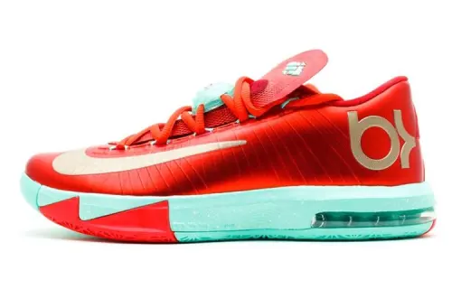 Nike KD 6 Christmas Durant 6 round toe lace-up non-slip lightweight low-top practical basketball shoes men's red