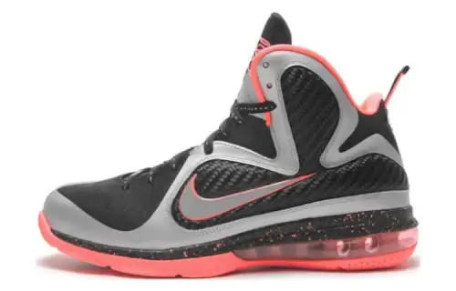 Nike Lebron 9 Mango Cushioning Slip Resistant Cushioning Slip Resistant High top Basketball Shoes Men's Black Silver
