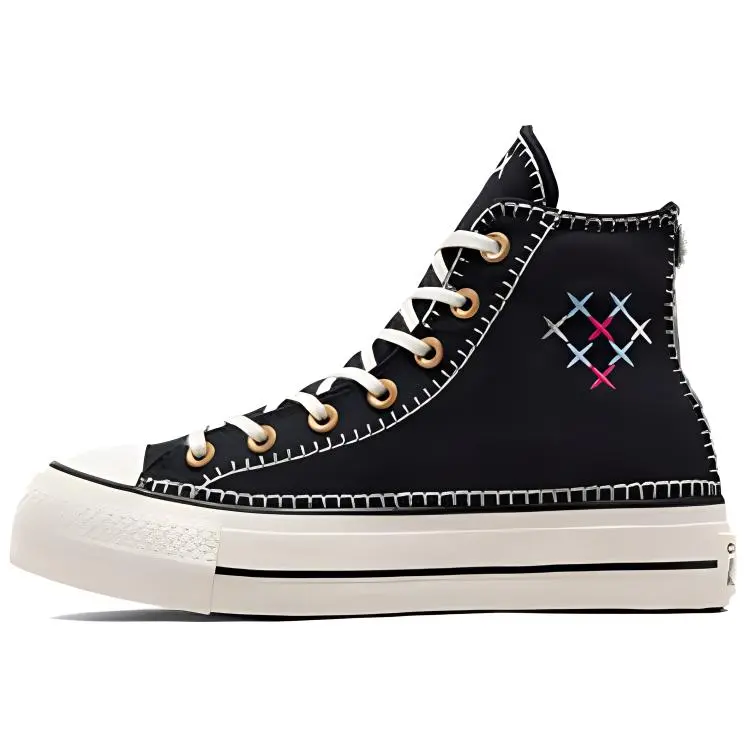 Converse Chuck Taylor All Star Lift Crafted Stitching Platform 'Black White' Women's