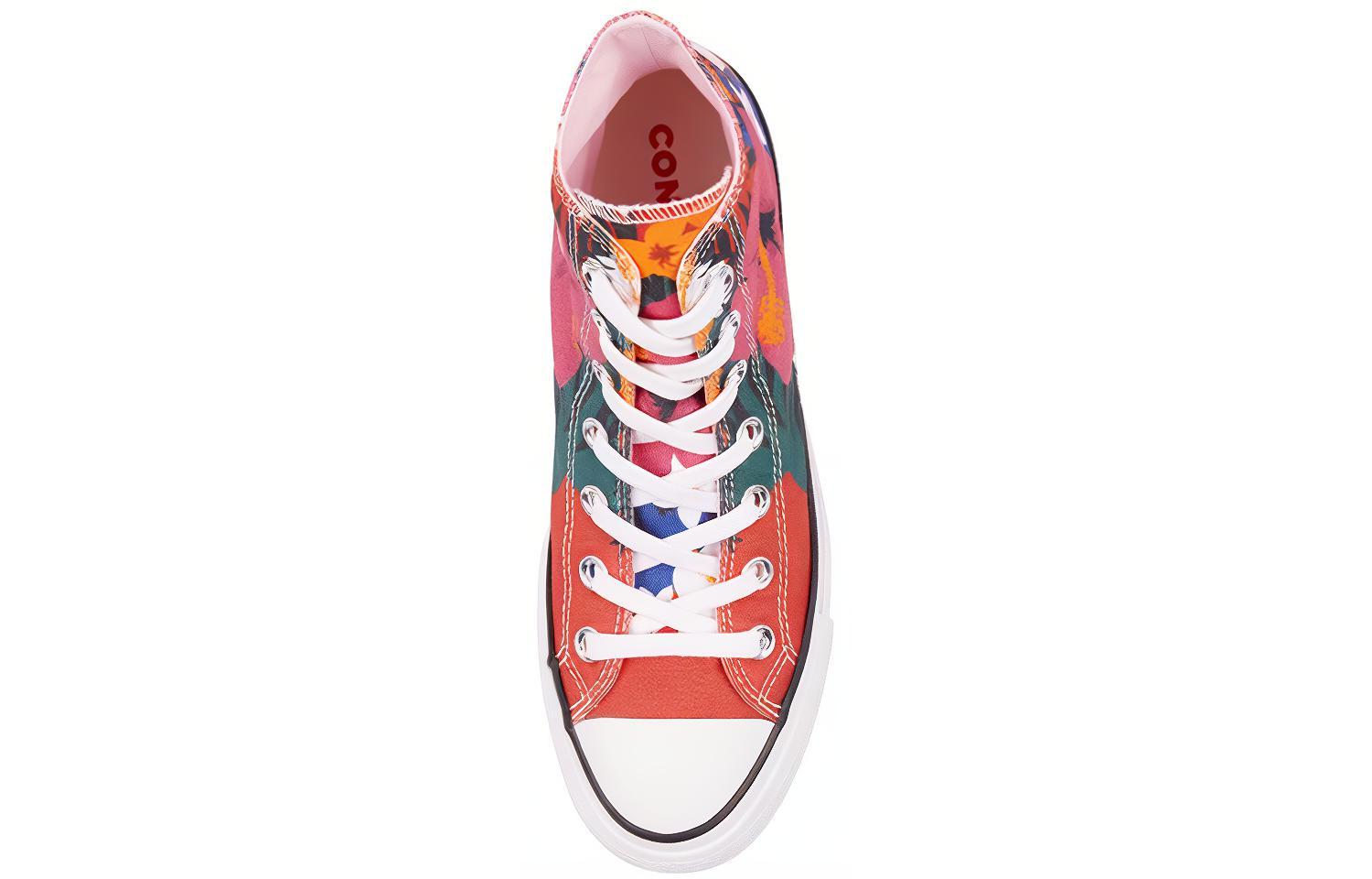 Женские кеды Converse Chuck Taylor All Star Paradise Prints Lift High Top (разноцветные) — Белый / красный / зелёный — фото 5