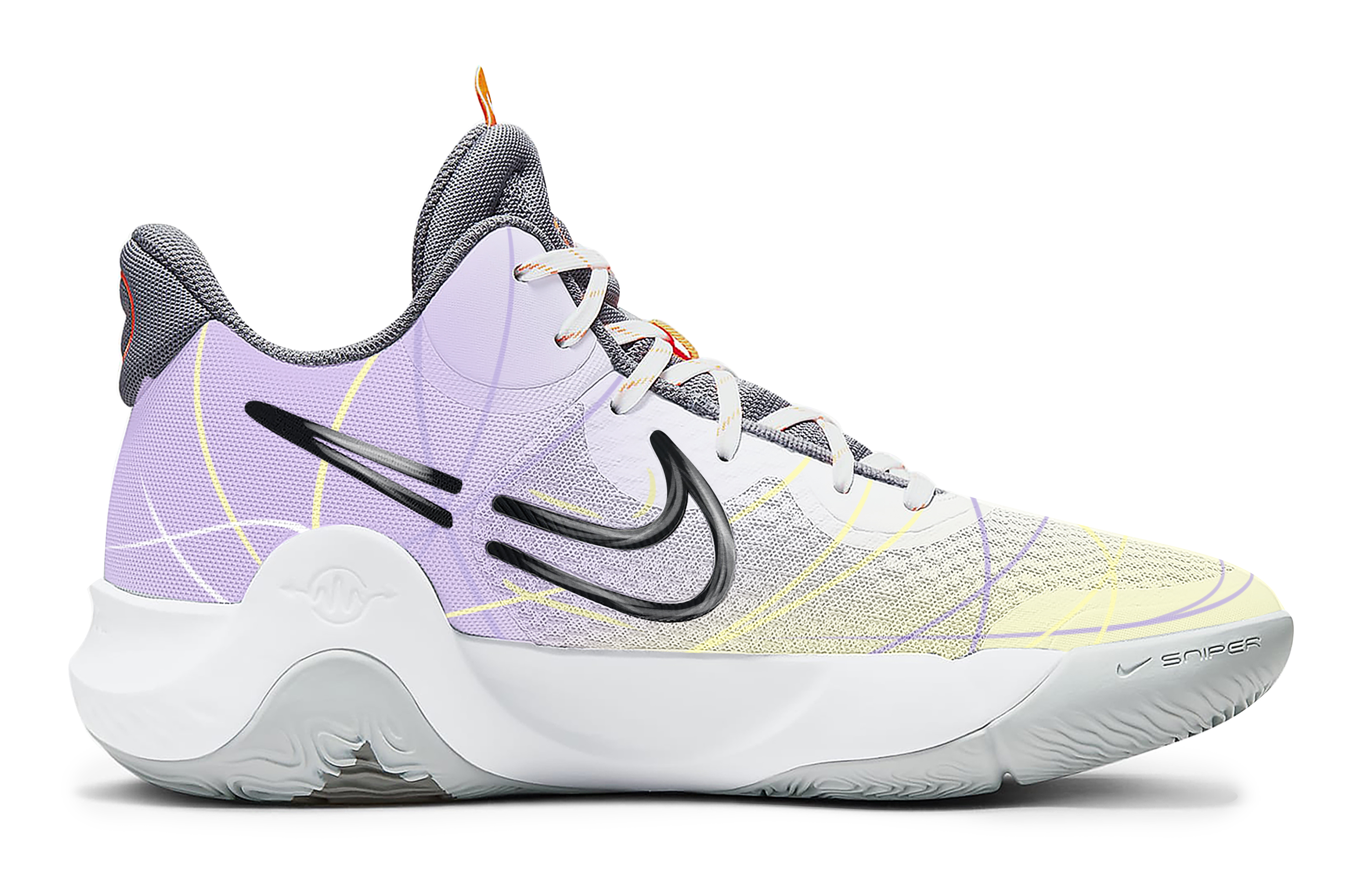 Nike KD Trey 5 IX Basketball Shoes Unisex Mid Top Yellow/Purple/Gray/Black