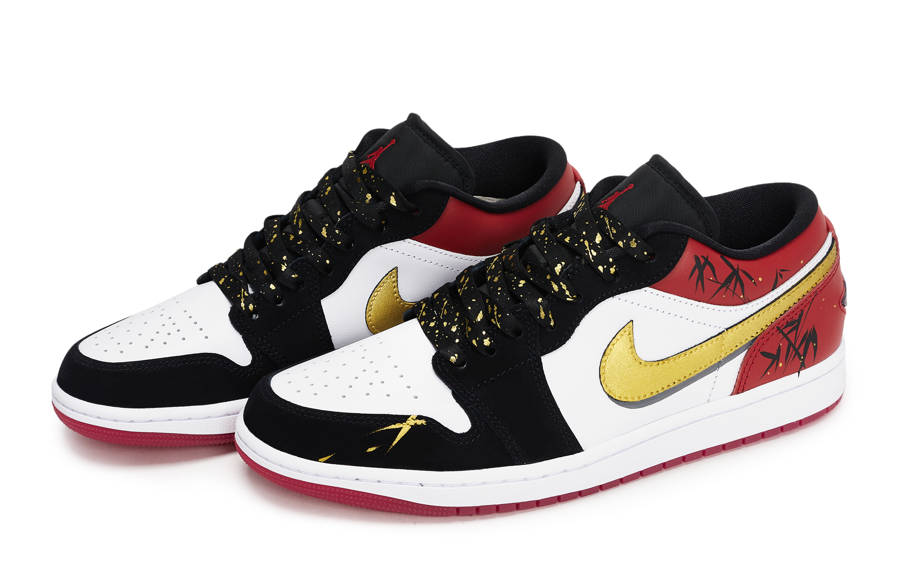 Jordan Air Jordan 1 Vintage Basketball Shoes Unisex Low Top Black/White/Red/Gold