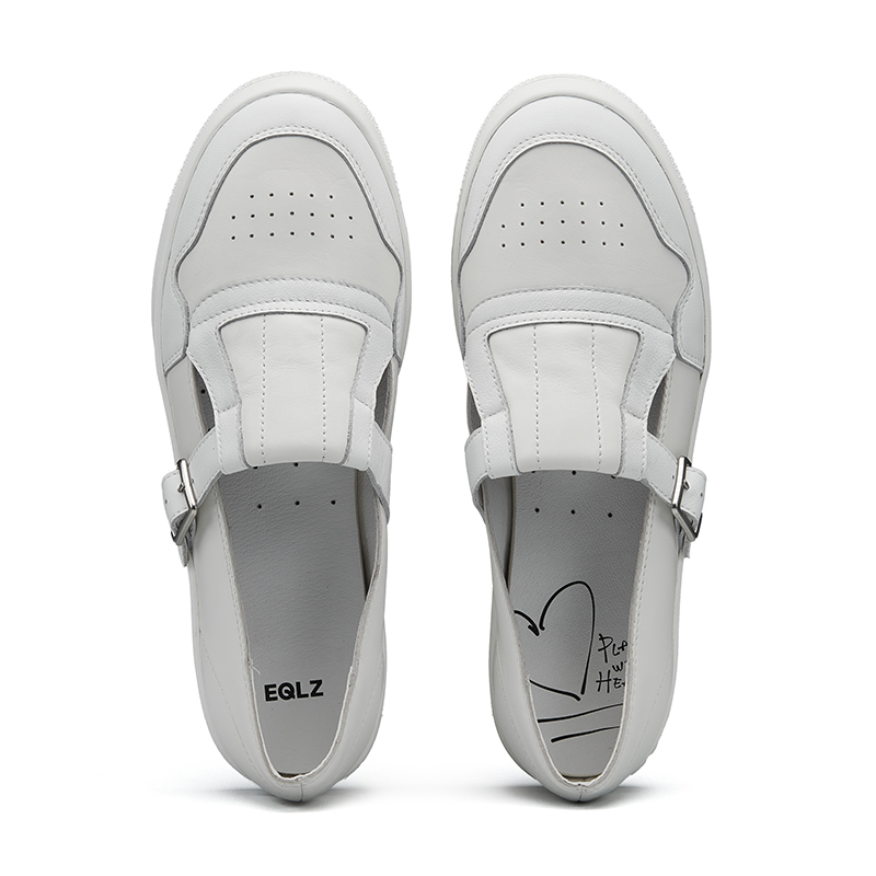 EQLZ EQUALIZER 1970 Top Grain Cow Leather Non slip Lightweight Low top Vintage Basketball Shoes Unisex White