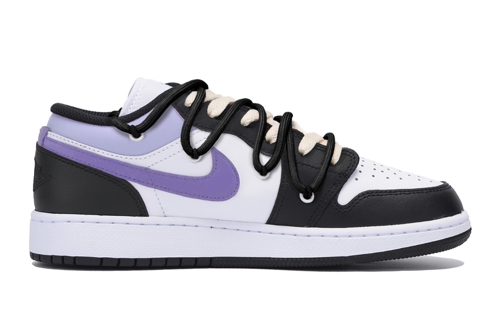 Jordan Air Jordan 1 Abrasion Resistant Low top Vintage Basketball Shoes Men’s Black Purple White