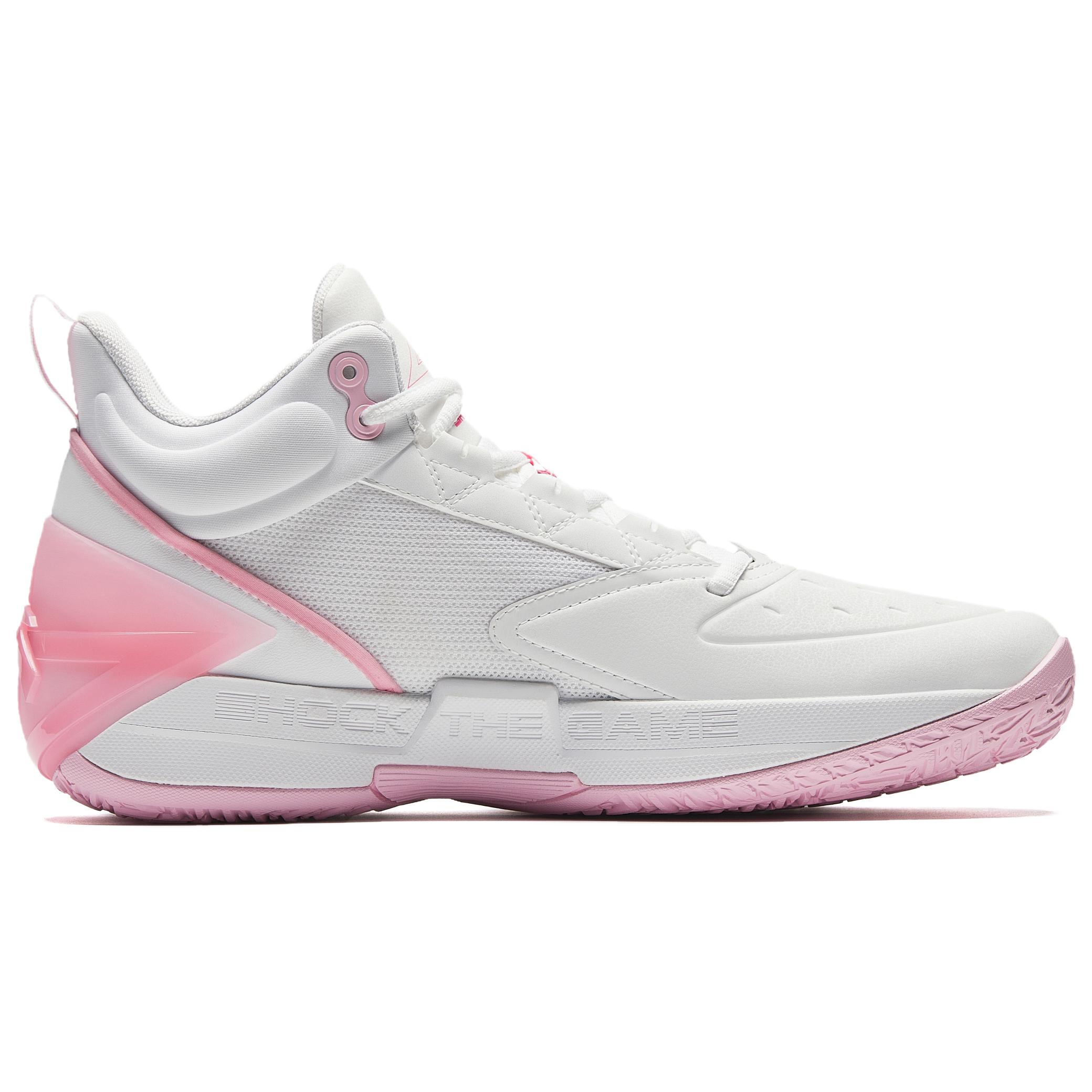 Anta Attack BM Slip Resistant Abrasion Resistant Grip High top Basketball Shoes Men’s White Pink