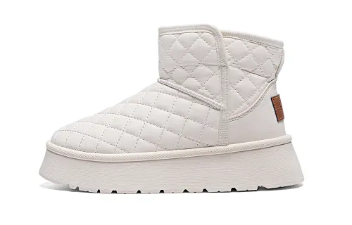 RENBEN Leather Upper Platform Fashion, Casual Versatile, Thickened And Fleece Lined Thermal Short Snow Boots Women's