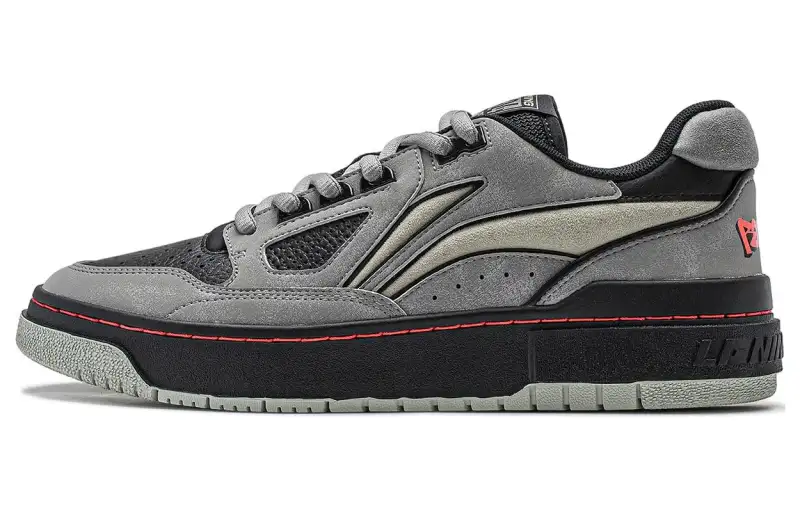LiNing Rookie Cushioned Slip-Resistant Lightweight Rebound Low-Top Vintage Basketball Shoes Unisex Gray